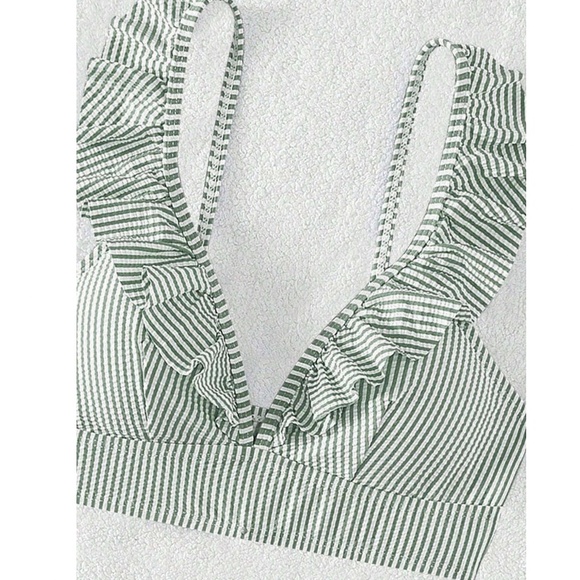 Boho Striped Ruffle Detail Bikini Swimsuit - Picture 6 of 9